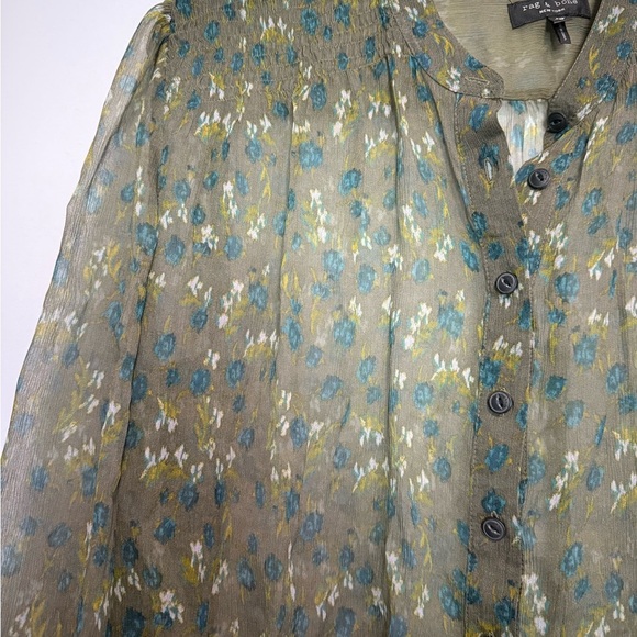 RAG & BONE Susan Long Sleeve Silk Chiffon Blouse Long Sleeve Size Large - Picture 4 of 7